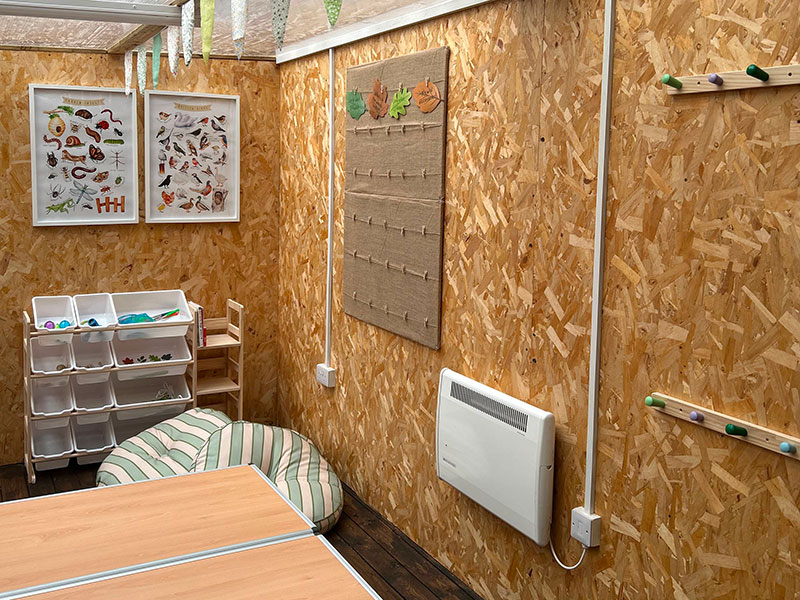 The rustic interior of YMCA Living Springs recently decorated cabin
