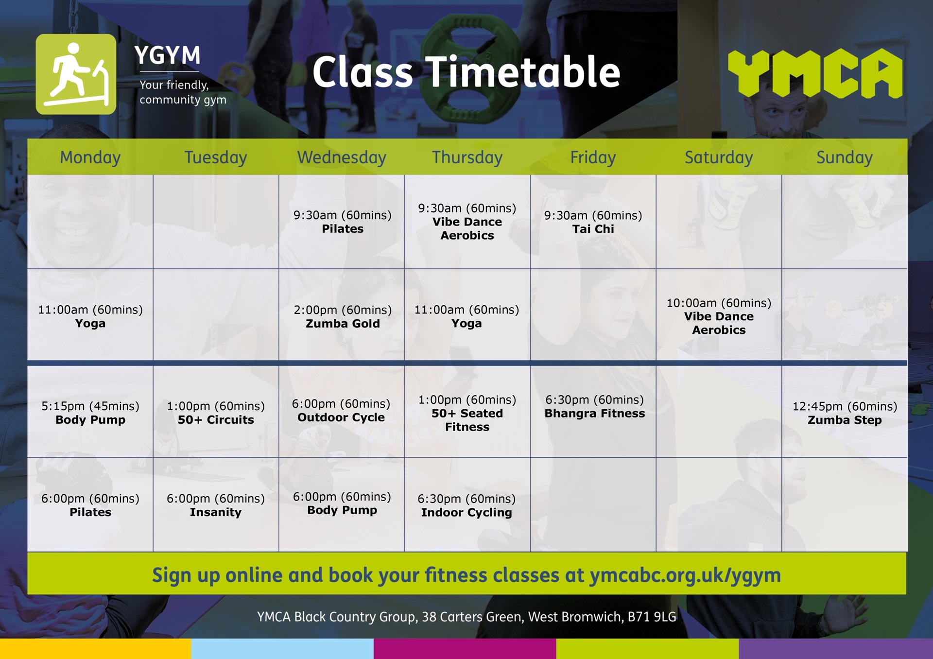 Latest YMCA Gym Timetable