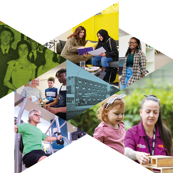 collection of images showing people and services to reflect YMCAs work in the community.
